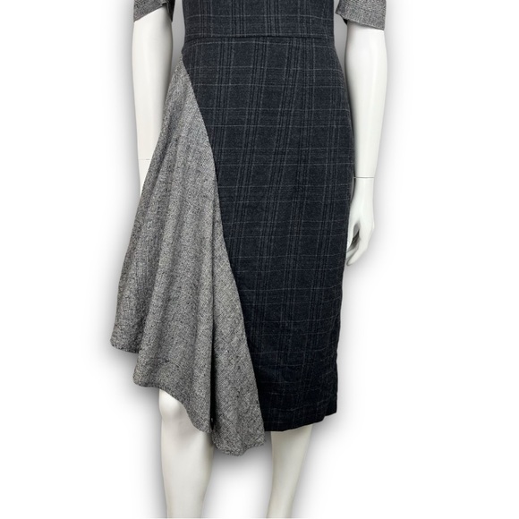 AMUR Uma Dress Wool Glen Plaid Puff Sleeve Asymmetrical Academia Preppy Career - Picture 7 of 16